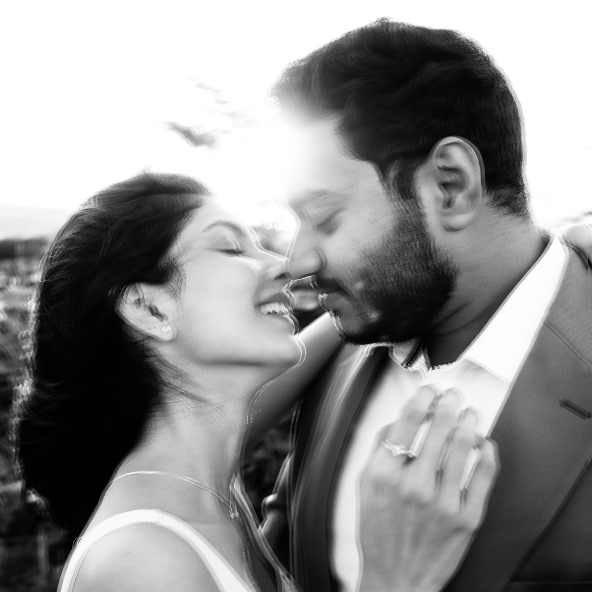 Couple sharing an intimate engagement moment
